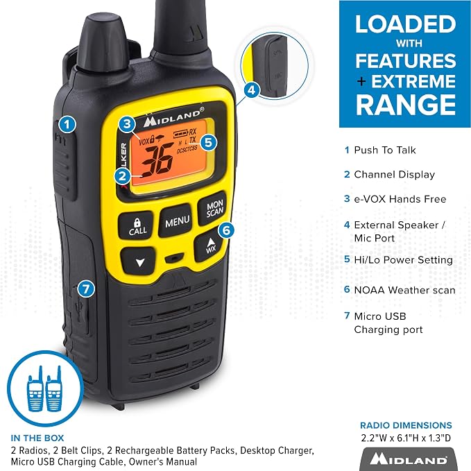 Midland® - T61VP3 X-TALKER - Two-Way Radio - 36 Channel FRS- Long Range Walkie - Image 5