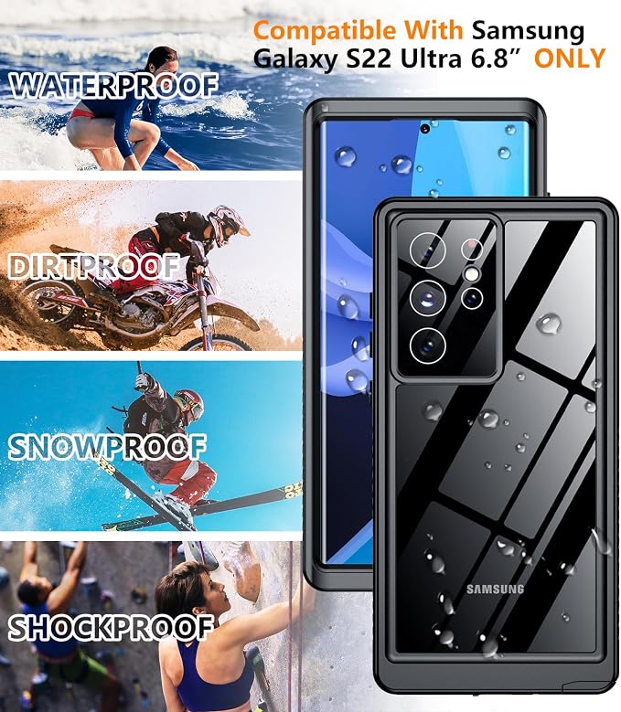 Temdan Designed for Samsung Galaxy S22 Ultra Case, Waterproof Built-in Lens & - Image 2
