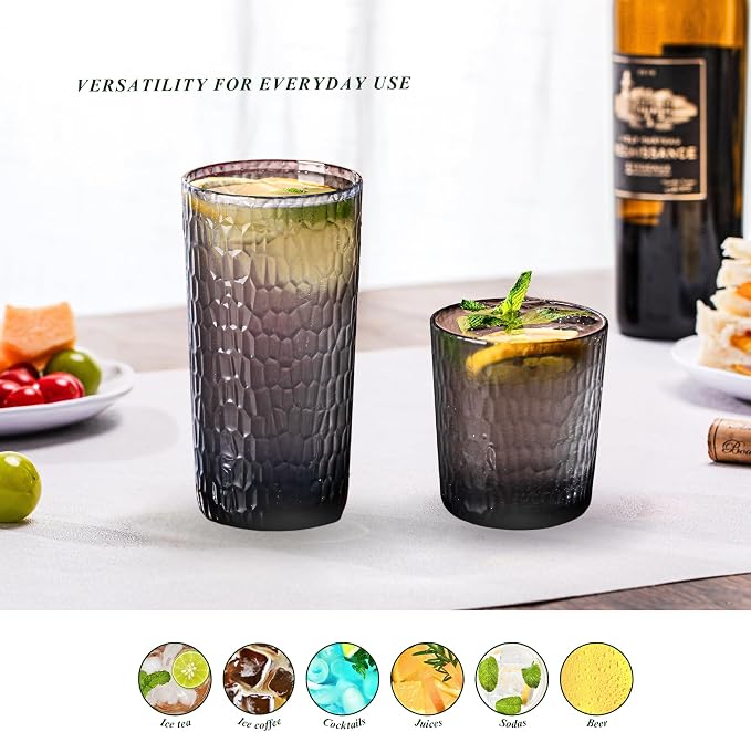 15oz and 22oz Grey Acrylic Glasses Drinkware, Honeycomb Stackable Shatter-Proof - Image 5