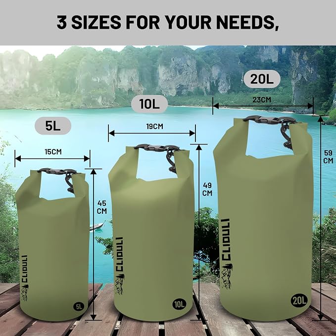 Waterproof Dry Bag, Roll Top Green Small Waterproof Backpack - Image 6