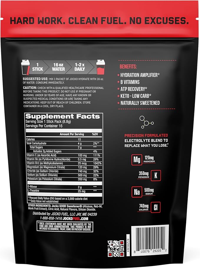Jocko Fuel Hydrate Electrolytes Powder Packets Low Sugar - Image 2