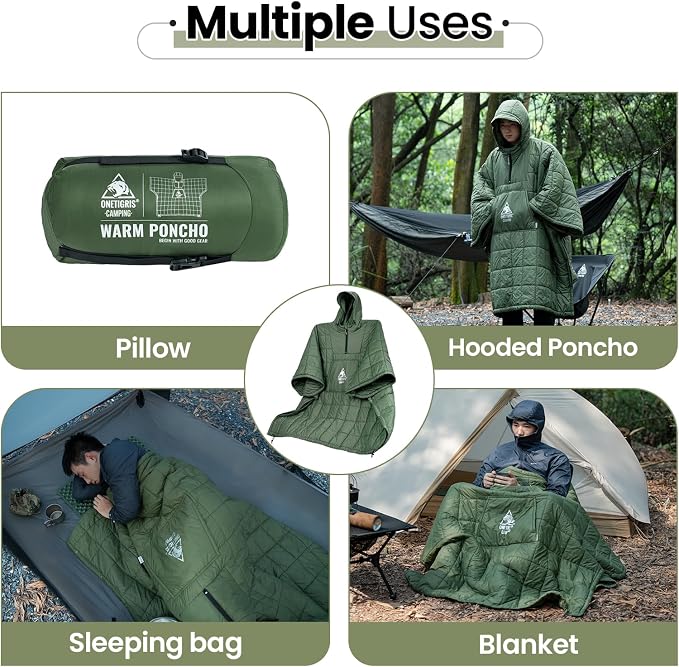 ONETIGRIS Camping Blanket with with Recycled Synthetic Insulation, Wearable - Image 6