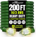 200ft Outdoor/Indoor Extension Cord 14/3 Gauge Heavy Duty 3 Prong SJTW by LifeSupplyUSA