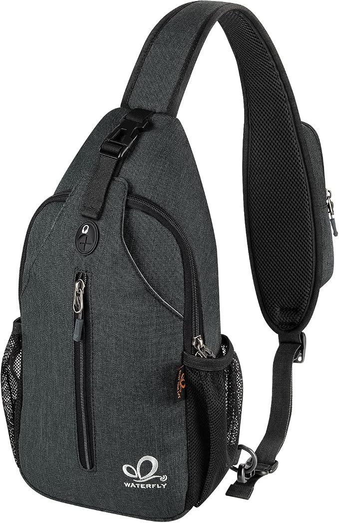 WATERFLY Crossbody Sling Backpack Sling Bag Travel Hiking Chest Bag Daypack by Waterfly