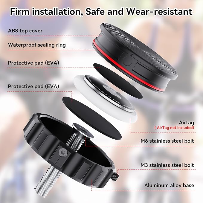 DDJ for AirTag Bike Mount Hidden Stem Cap | 1-1/8" & 1-1/4" Size | Waterproof - Image 2