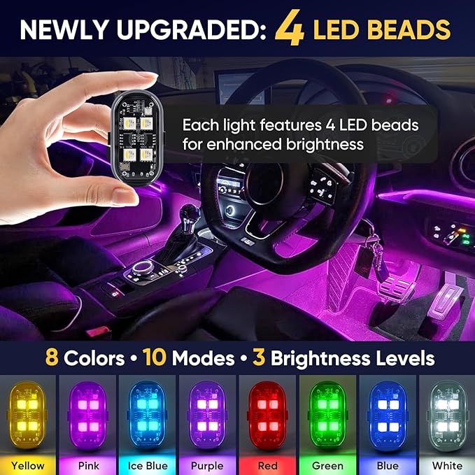 Upgraded 4LEDs 6PCS Wireless LED Strobe Lights - Image 2