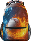 Wamika Baseball Ice Fire Boys Backpack Sports Ball School Backpacks Kids Girls by Wamika