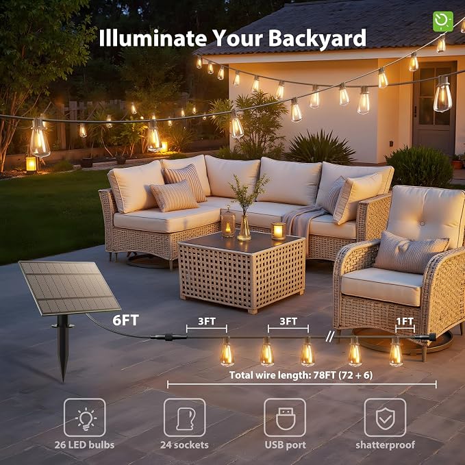 KYY 78FT Solar String Lights Outdoor - Image 3