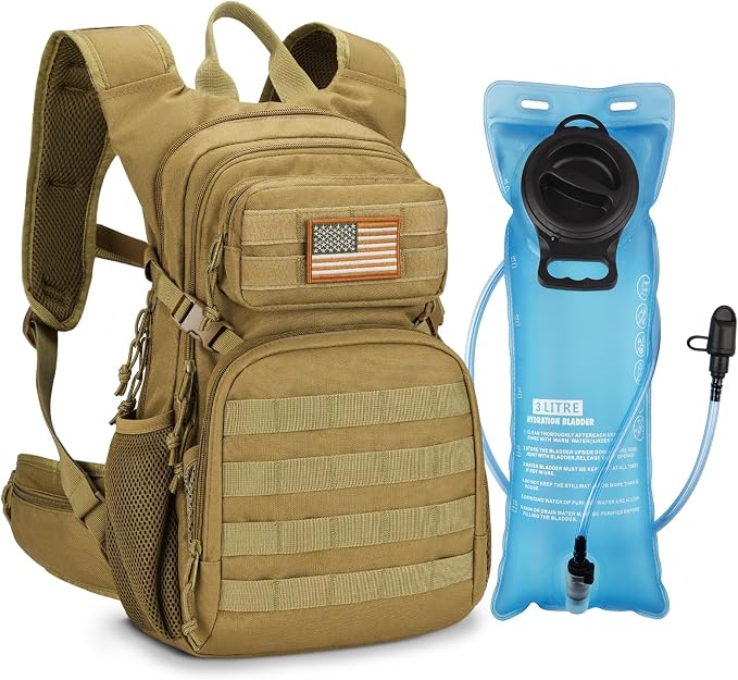 CVLIFE Hydration Backpack with 3L TPU Tactical Water Bladder, 22L Hiking by CVLIFE