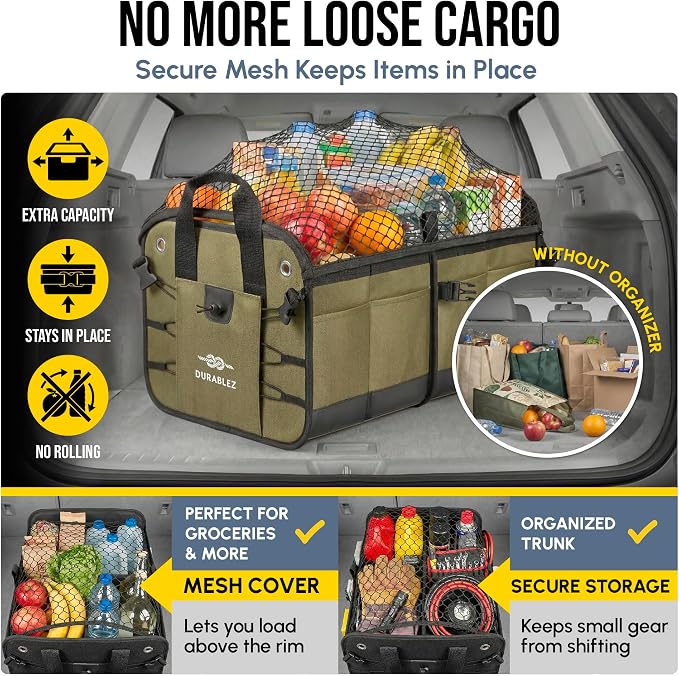 5-Section Extra Large Trunk Organizer – Heavy Duty 1680D Oxford, Collapsible & - Image 6