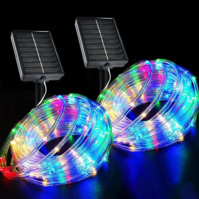 Solar Rope Lights Outdoor, 2 Packs Total 144FT 400LED Solar String Lights by MERRIMAX+M