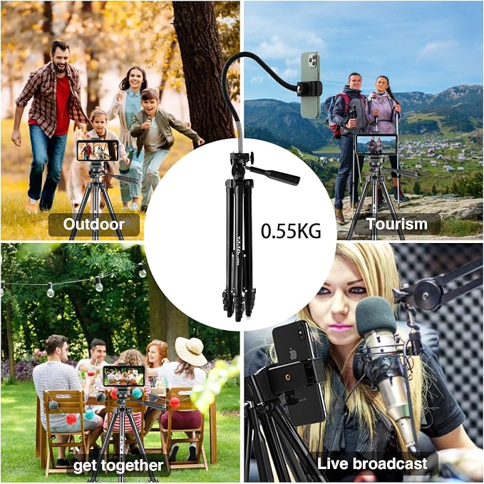 65" Aluminum Phone & Camera Tripod - Image 7