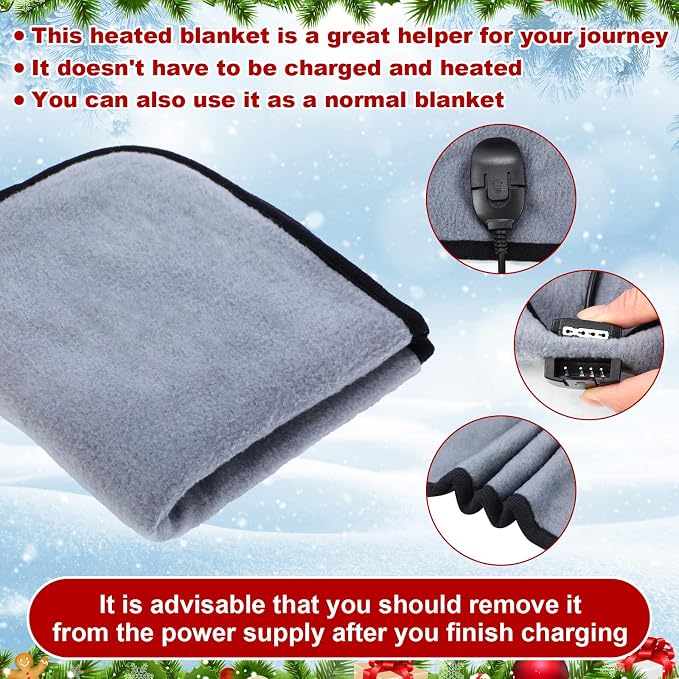 Tuanse 16 x 16 Inches Car Electric Blanket 12 Volt Heated Car Blanket - Image 3