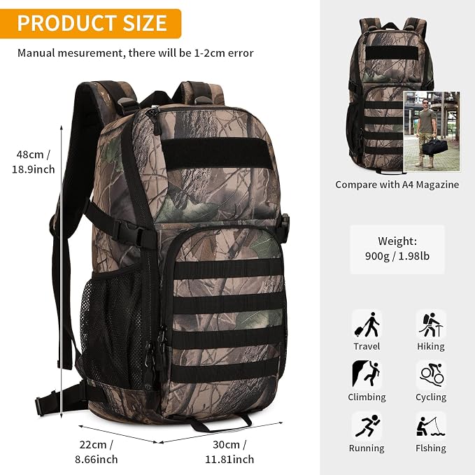HUNTVP Tactical Backpack Military MOLLE Backpack Hunting Rucksack Gear Assault - Image 3