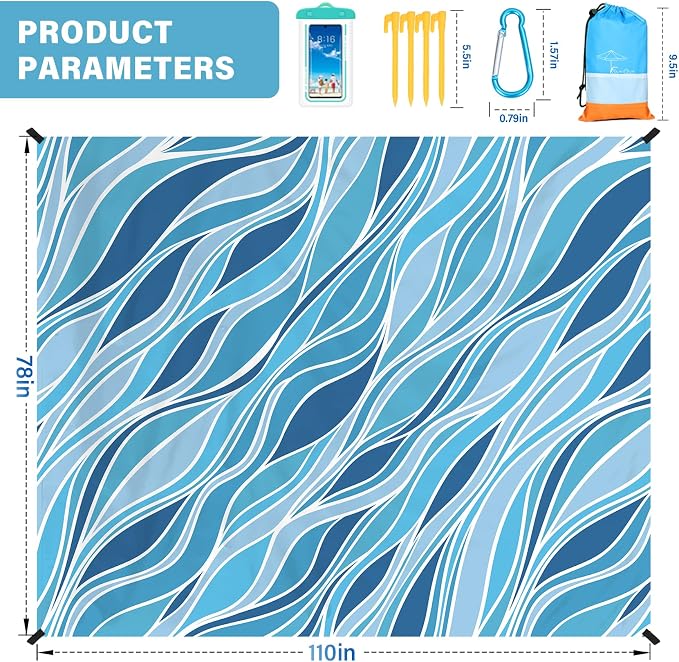 Famstar Beach Blanket Oversized Extra Large78 X 110", Waterproof Sandproof - Image 7