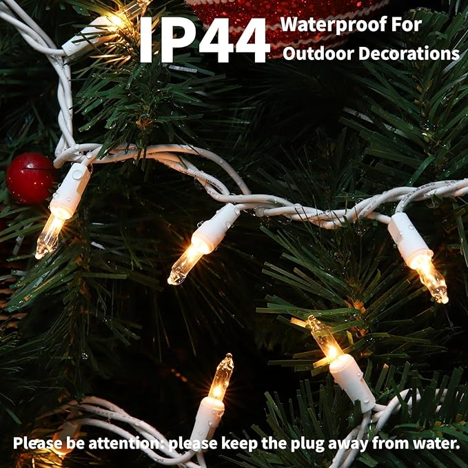 Meteds Christmas Lights 2Pack 100 Count Clear Mini Lights White Wire - Image 4