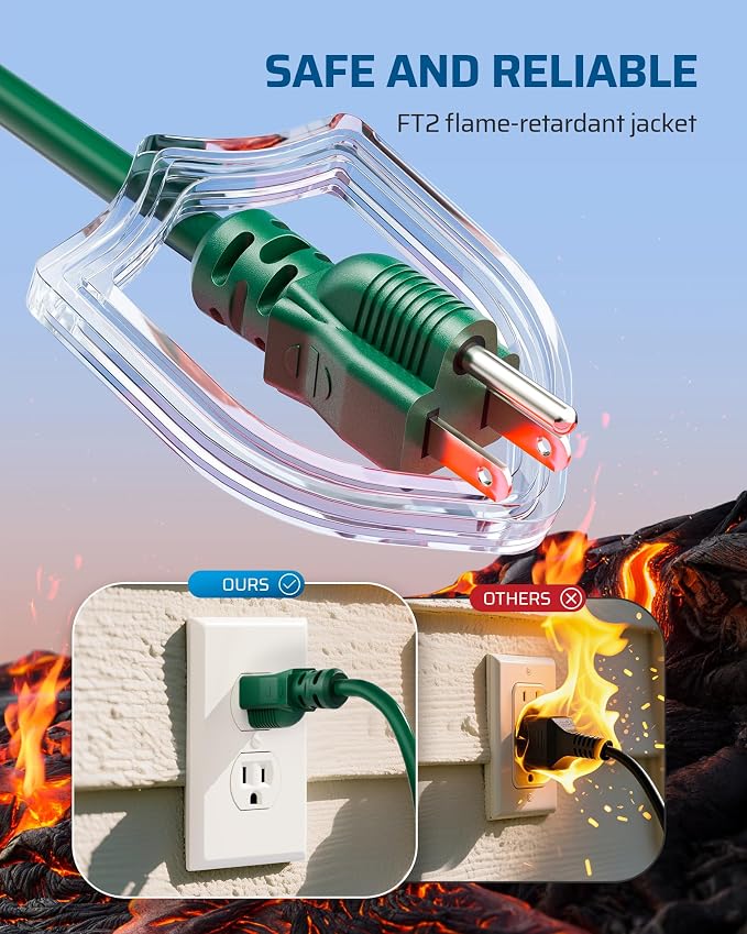 DEWENWILS 10 FT Outdoor Tri-Tap Extension Cord Splitter - Image 6