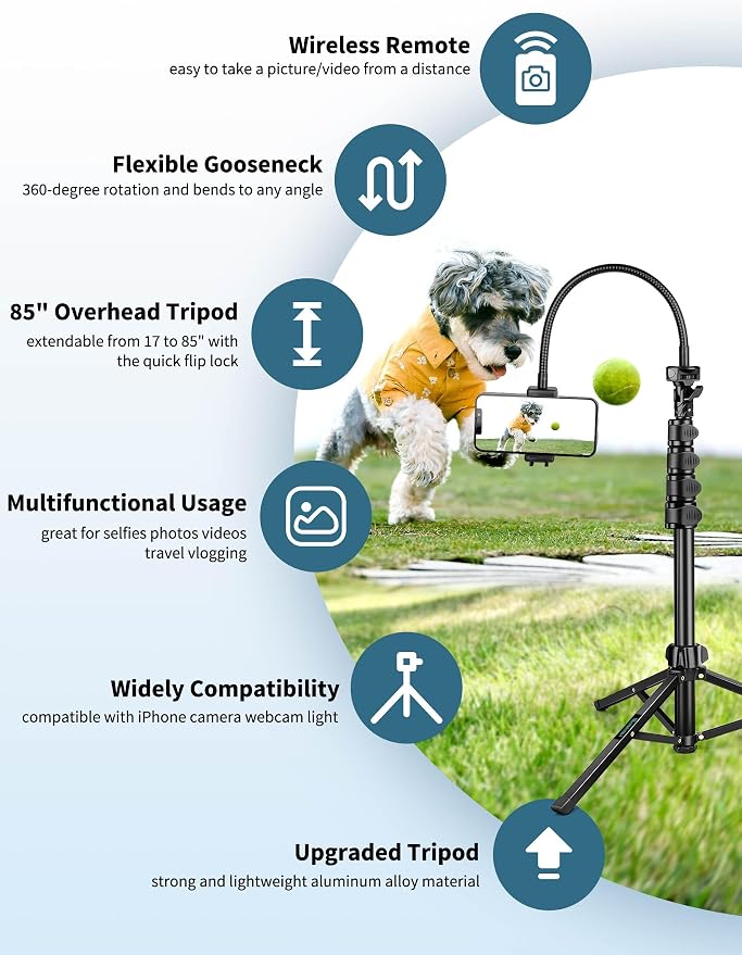 Nineigh Phone Tripod, Aluminum Tripods Stand - Image 5