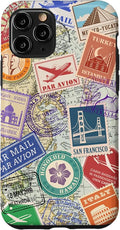 World Map Travel Passport Stamps Postage Stamp Case by Unknown