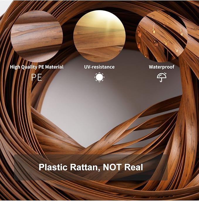 Feyart 32m/105ft 8mm Dark Wood Grain Brown Wicker Repair Kit, PE Rattan Repair - Image 2