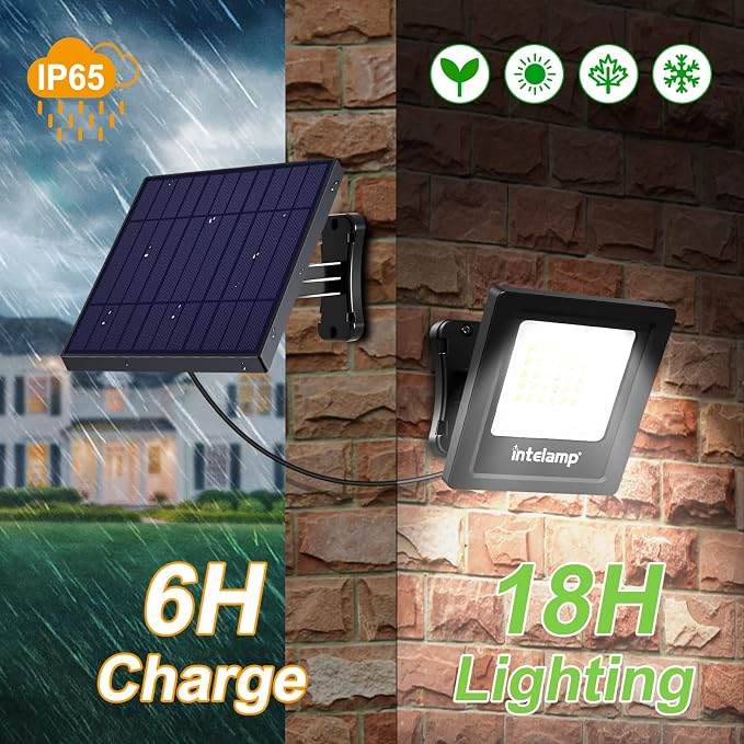 intelamp 4400mAh Solar Flood Lights, 2 Pack Outdoor Solar Security Light Dusk - Image 4