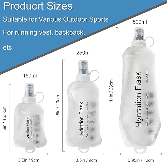 CLINTT 150ml Soft Flask, Foldable Running Water Bottle, TPU Folding Soft Water - Image 2