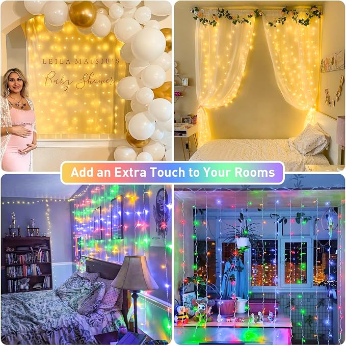 JMEXSUSS 300LED Dual Color Changing Curtain Lights - Image 3