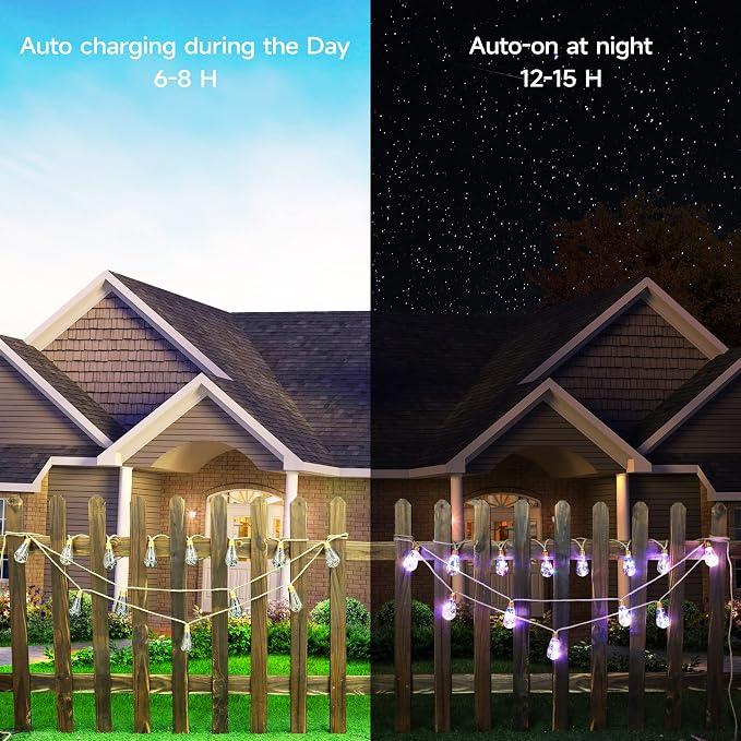 Solar Outdoor String Lights, 20Ft Vintage Rope Hemp Solar Patio Lights - Image 4