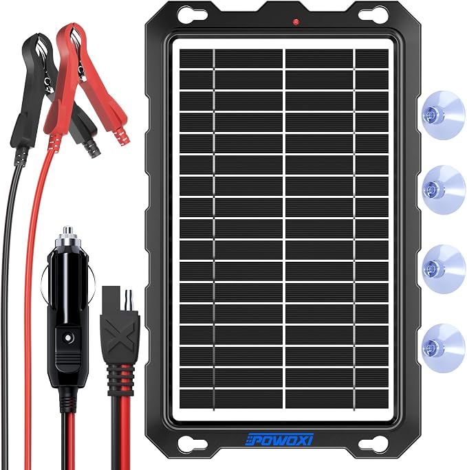 POWOXI-9W-Solar-Battery-Trickle-Charger-Maintainer -12V Portable Waterproof by POWOXI