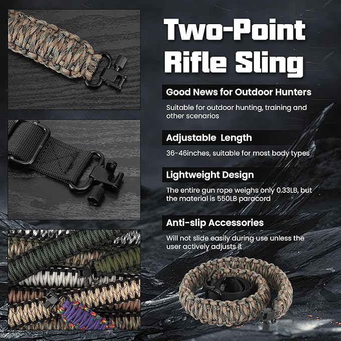 Double Braide 550LB Shotgun Sling 2 Point Paracord Rifle Sling, Non-Slip - Image 4