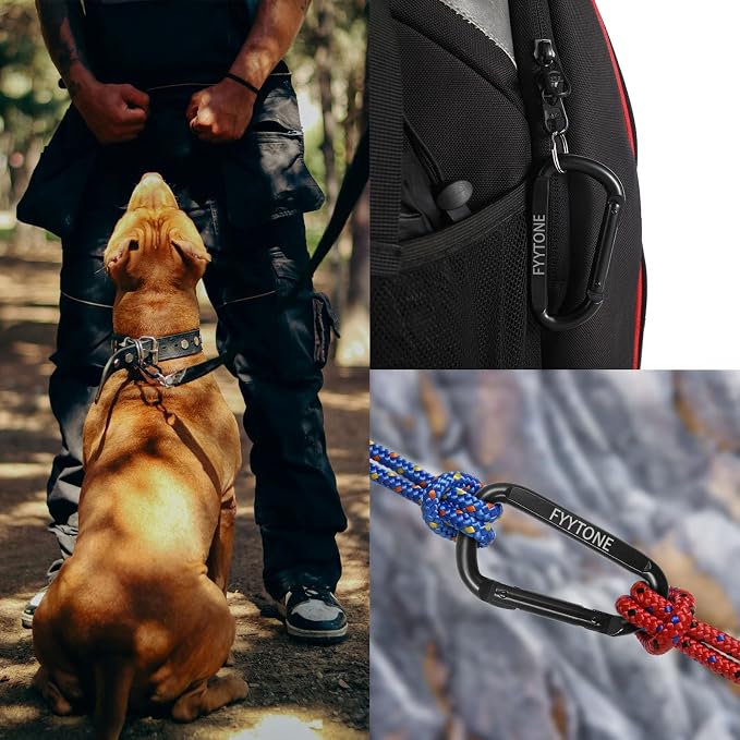 Black Steel Heavy Duty Carabiner Clip, 880 lbs 3" Carabiners D Ring Spring Snap - Image 5