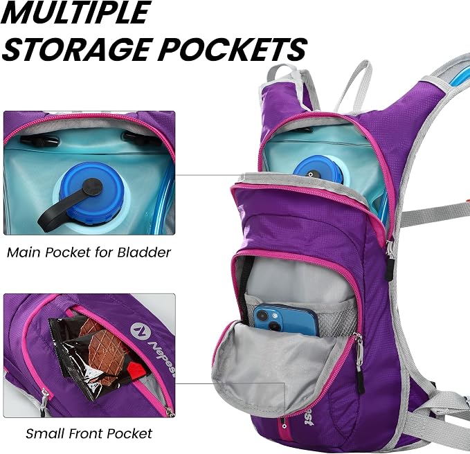 Nepest Hydration Pack Backpack for Women & Men, Lightweight Water Backpack - Image 2