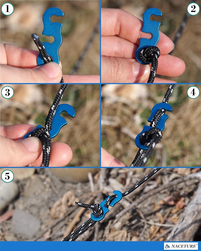 Rope Tensioner Aluminum Alloy Camping Tent Guyline Cord Adjuster Camping of Gear - Image 3
