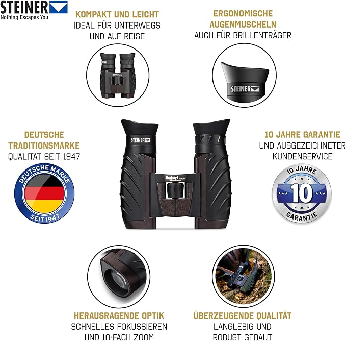Steiner Safari UltraSharp 10x26 Binoculars, Large Magnification, Waterproof - Image 2