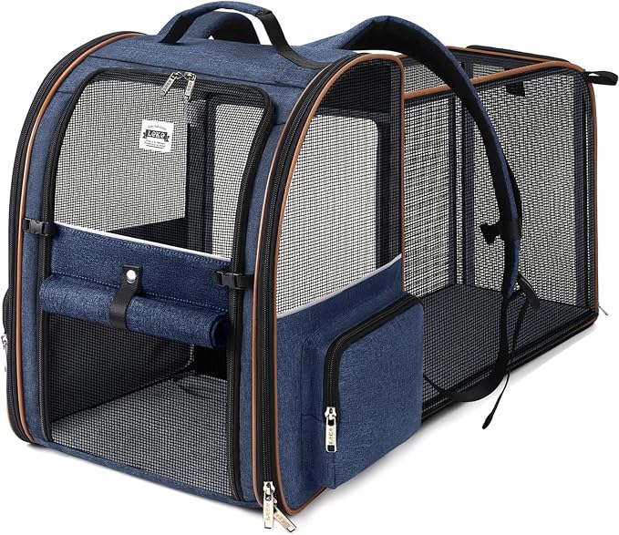 Lekebobor Extra Large Cat Backpack Carrier Expandable Pet Carrier Backpack by LEKEBOBOR