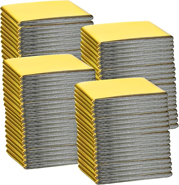 Macarrie 100 Pack Emergency Thermal Blankets Silver Foil Survival Blanket Space by Macarrie