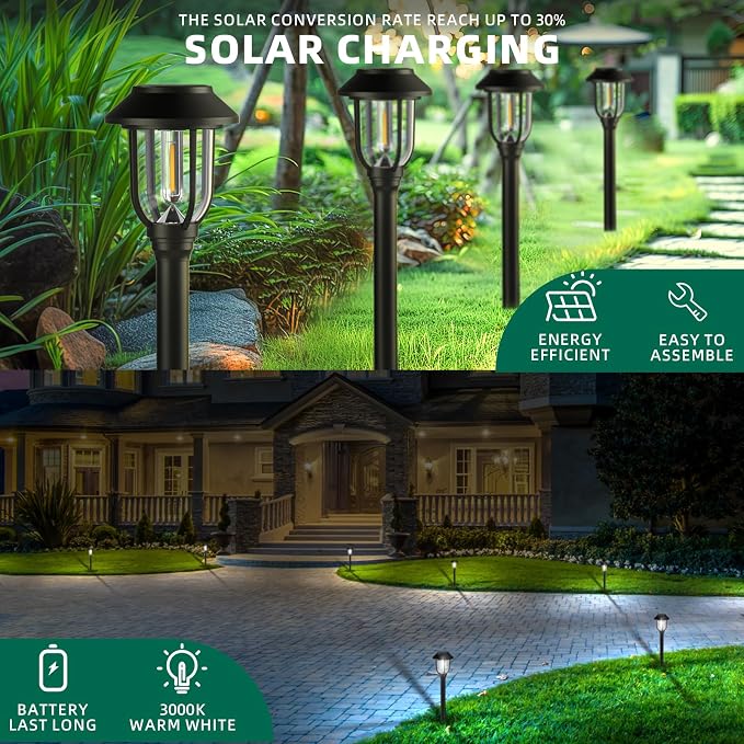 ILANCK 12 Pack Solar Lights Outdoor, 6000K Bright Solar Pathway Lights - Image 7