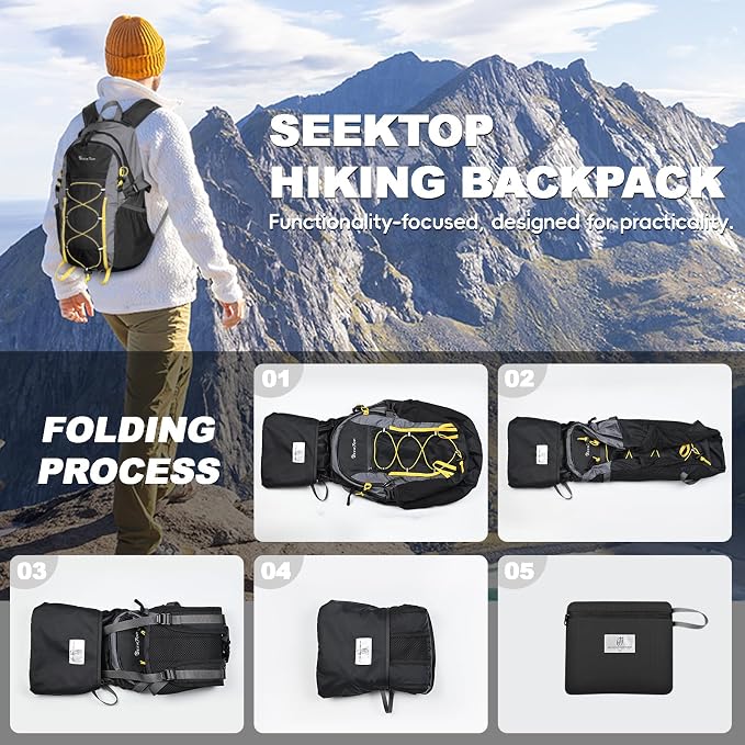 Seektop 20L Foldable Waterproof Hiking Backpack, Ultralight Small Lightweight - Image 7