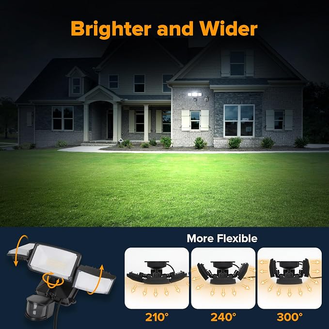 LUTEC 2 Pack 50W Motion Sensor Outdoor Lights, 5500 LM Plug in Flood Light - Image 6