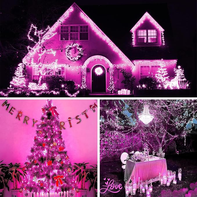 Solar Pink Valentine String Lights Outdoor - Image 4