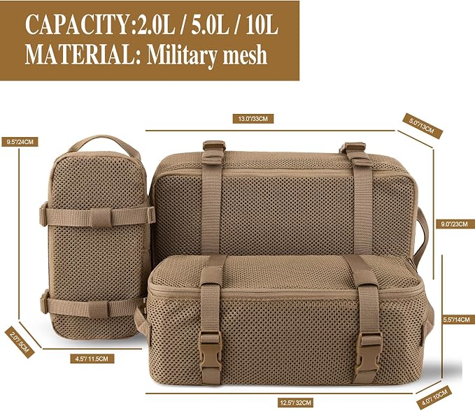 PETAC GEAR 3 PCS Tactical Modular Packing Cubes, Large Capacity Mesh Storage Bag - Image 3