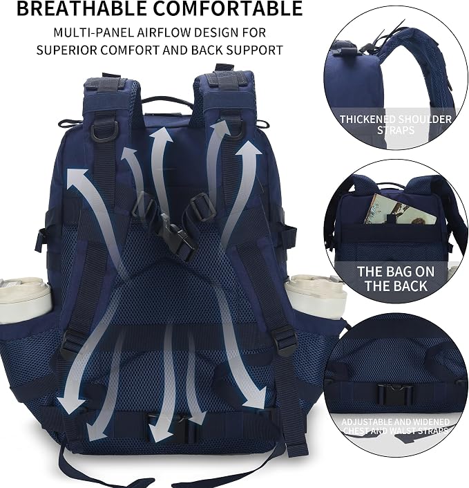 Sparklekle Military Tactical Backpack 45L 3 Day Assault Pack Waterproof Molle - Image 3