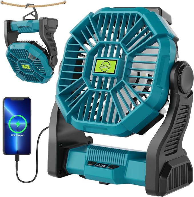 Battery Powered Fan，270° Rotating Battery Operated Camping Fan Rechargeable by TDLOL