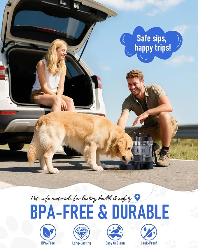 Dog Water Bottle Travel Bowl, 77oz Large Portable Dog Water Bowl Dispenser - Image 3