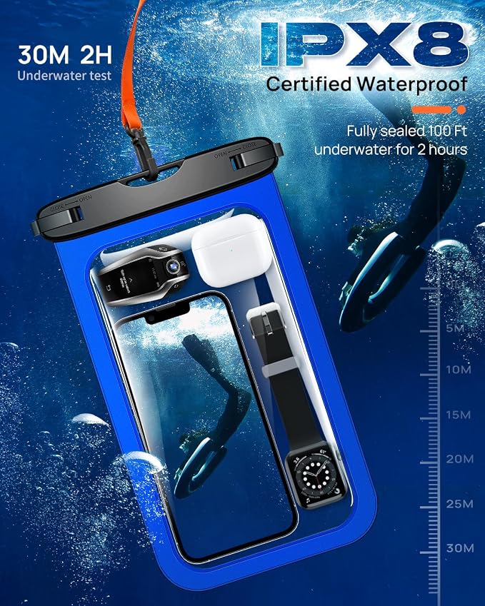 Lanhiem 10.5" Large Waterproof Phone Pouch, 2 Pack Universal IPX8 Waterproof - Image 3