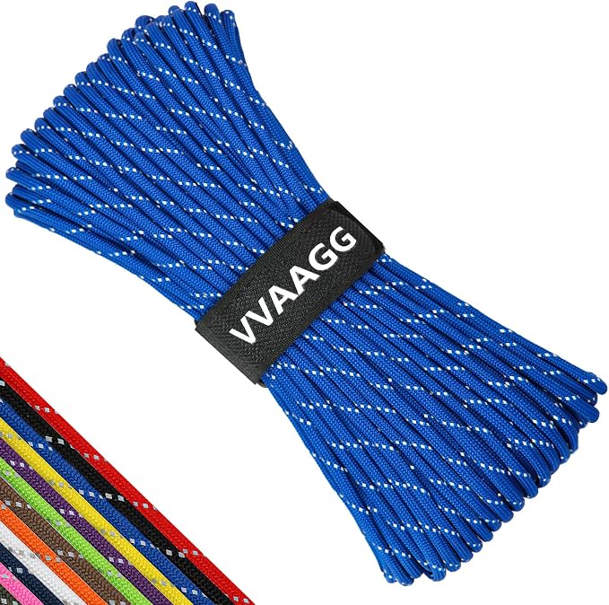 VVAAGG Reflective Paracord Rope 100FT, 7 Strand Nylon para Cord Lanyard Utility by ParacordSpecialist