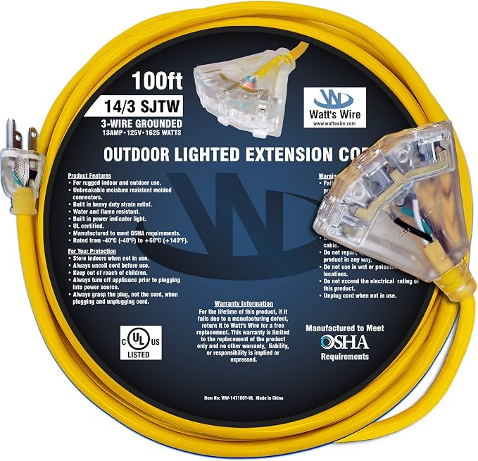 100 ft Outdoor Extension Cord Waterproof - Image 6