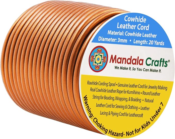 Mandala Crafts Round Genuine Copper Leather Cord by MandalaCrafts