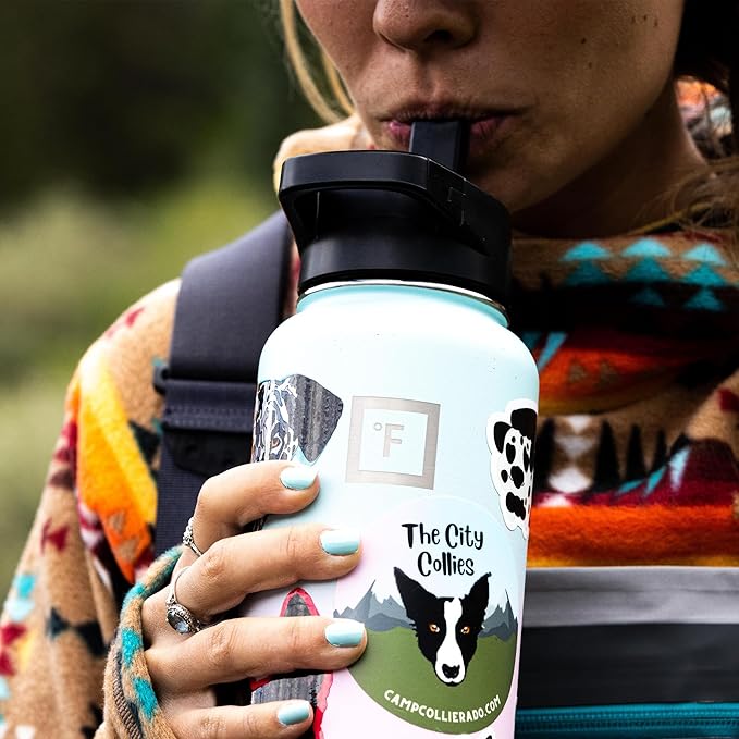IRON °FLASK Camping & Hiking Hydration Flask - 64 oz Blue Waves - Image 8