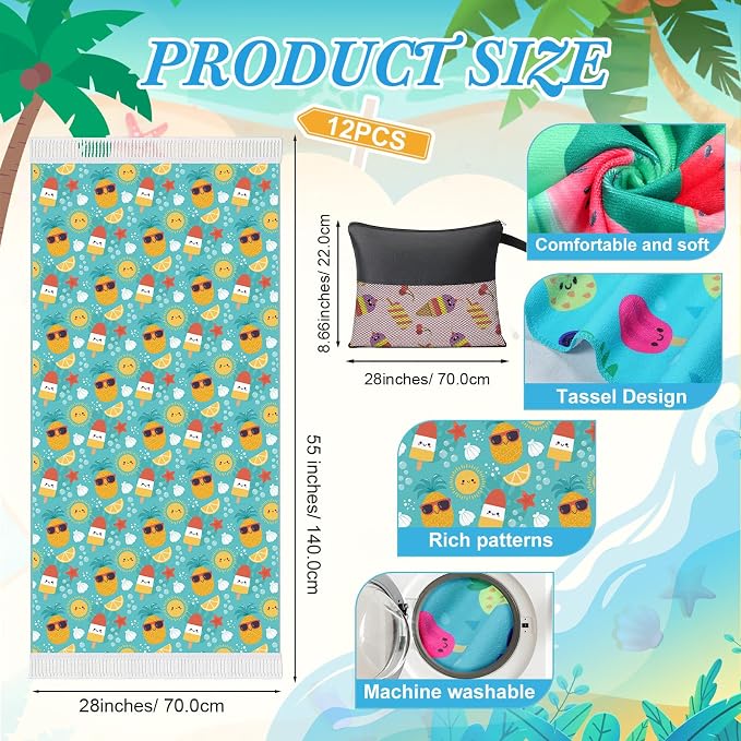 Peryiter 24 Pack Microfiber Oversize Turkish Beach Towel Set 12 Large Absorbent - Image 2
